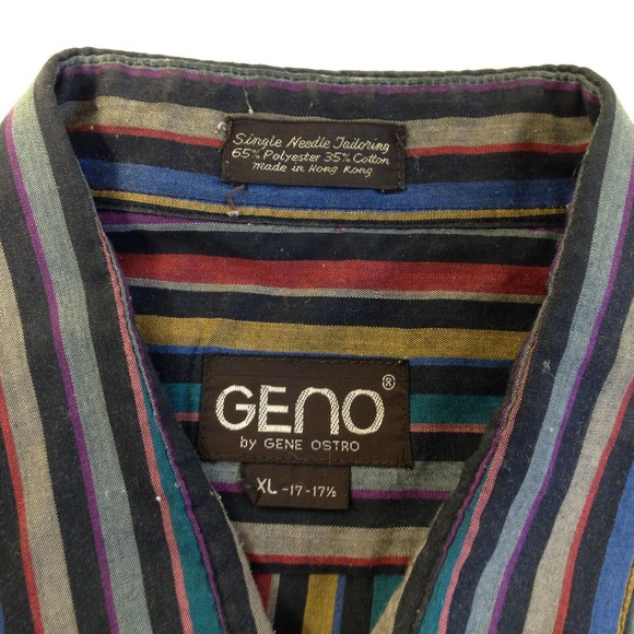 Vintage GENO By Gene Ostro Shirt Single Needle Tailoring Smooth XL - Picture 4 of 6
